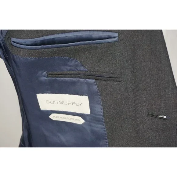 SuitSupply VBC Perennial S110s Wool Solid Gray Sport Coat Jacket Sz 39R